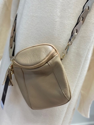lederen gsm tasje beige 