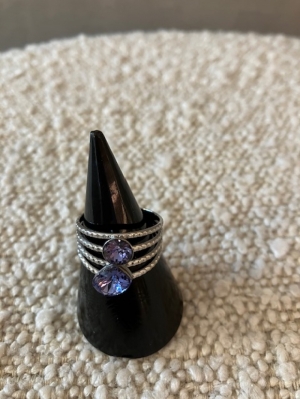 zilveren ring 2 blauwe stenen blauw