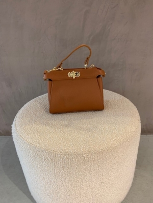 lederen handtas cognac cognac