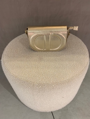 lederen schoudertas metallic goud