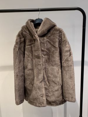 mantel bont lange mouw taupe
